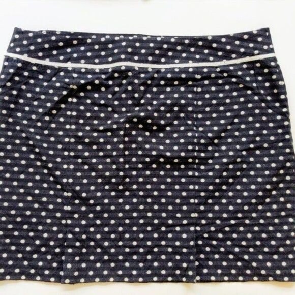 Max Studio Black White Polka Dot Pencil Skirt Short Pleats Zip Women Size 12 - Picture 1 of 5